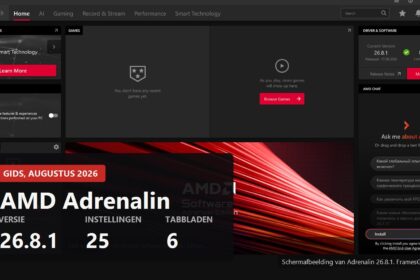 AMD Adrenalin 26.8.1 interface with the key numbers of the guide