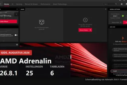 AMD Adrenalin 26.8.1 interface with the key numbers of the guide