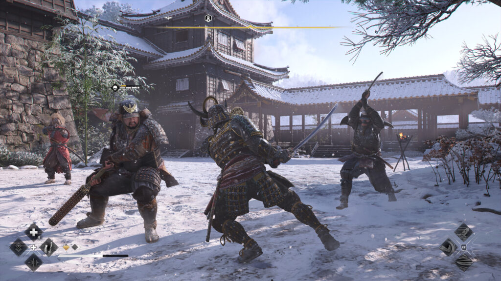 A duel in the snow in Assassin's Creed Shadows