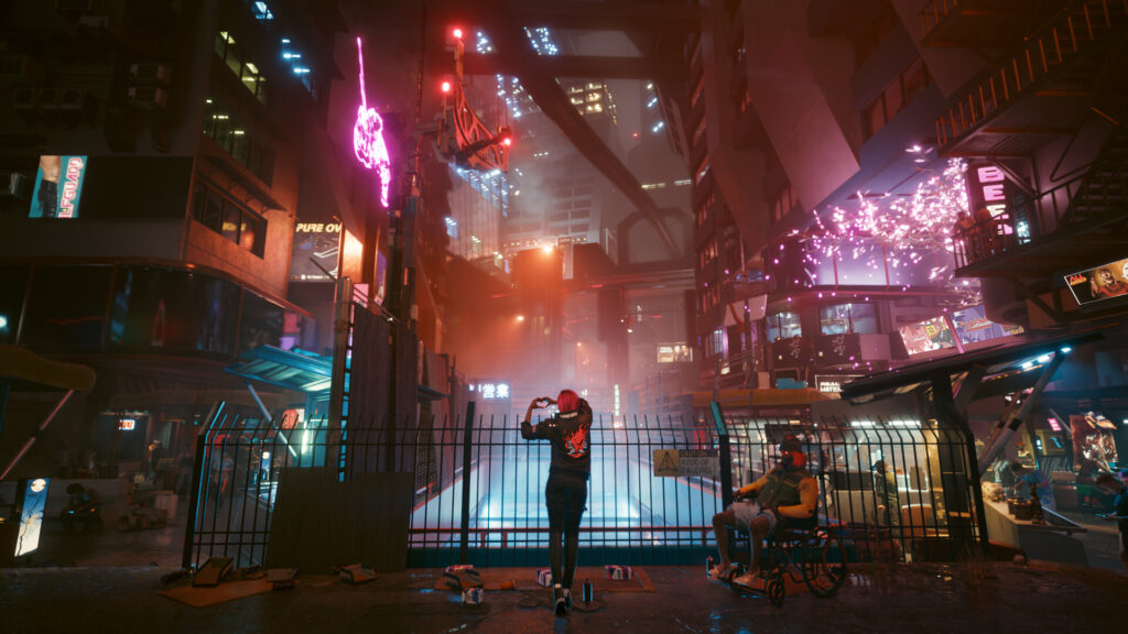 A Night City street in Cyberpunk 2077