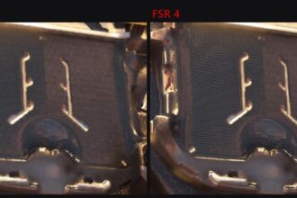 Side by side crop comparing FSR 3.1 and FSR 4 image detail