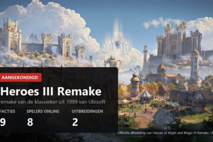 Heroes of Might and Magic III Remake key visual over the rebuilt Castle town