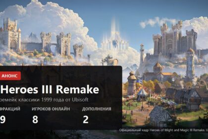 Heroes of Might and Magic III Remake key visual over the rebuilt Castle town