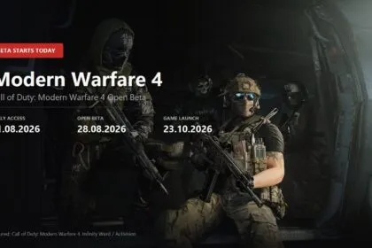 Key visual for the Call of Duty: Modern Warfare 4 open beta showing an operator squad inside a helicopter