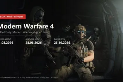 Key visual for the Call of Duty: Modern Warfare 4 open beta showing an operator squad inside a helicopter