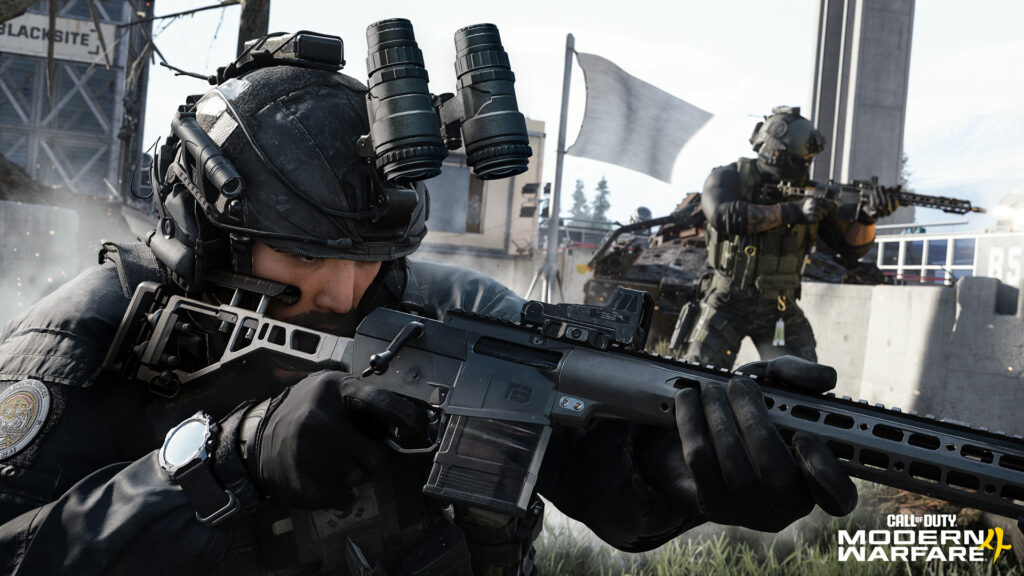 Call of Duty: Modern Warfare 4 operator aiming a rifle in the Kill Block arena