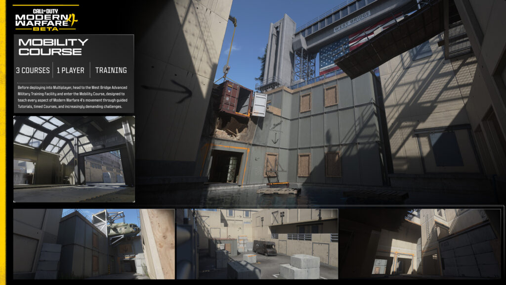 Official card for the Mobility Course training facility in the Call of Duty: Modern Warfare 4 beta