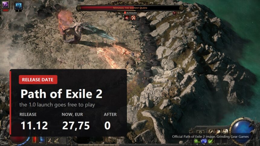 Path of Exile 2 key visual with the 11 December release date over a boss fight