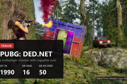 PUBG DED.NET key visual over an official forest screenshot