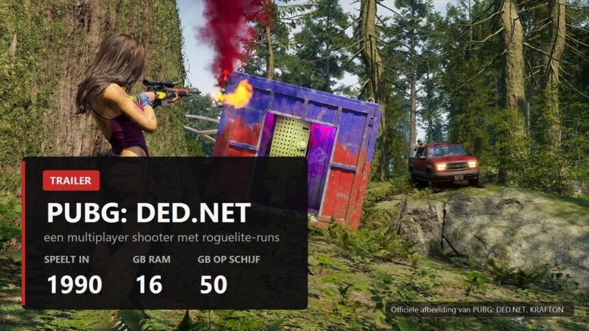 PUBG DED.NET key visual over an official forest screenshot