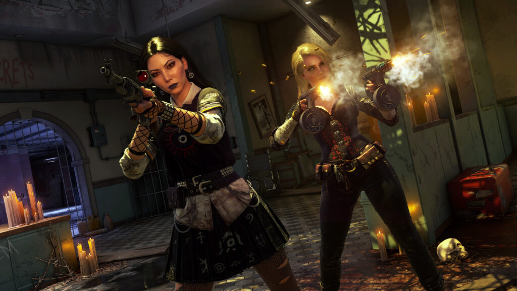 Two armed characters firing in a candlelit room in PUBG DED.NET