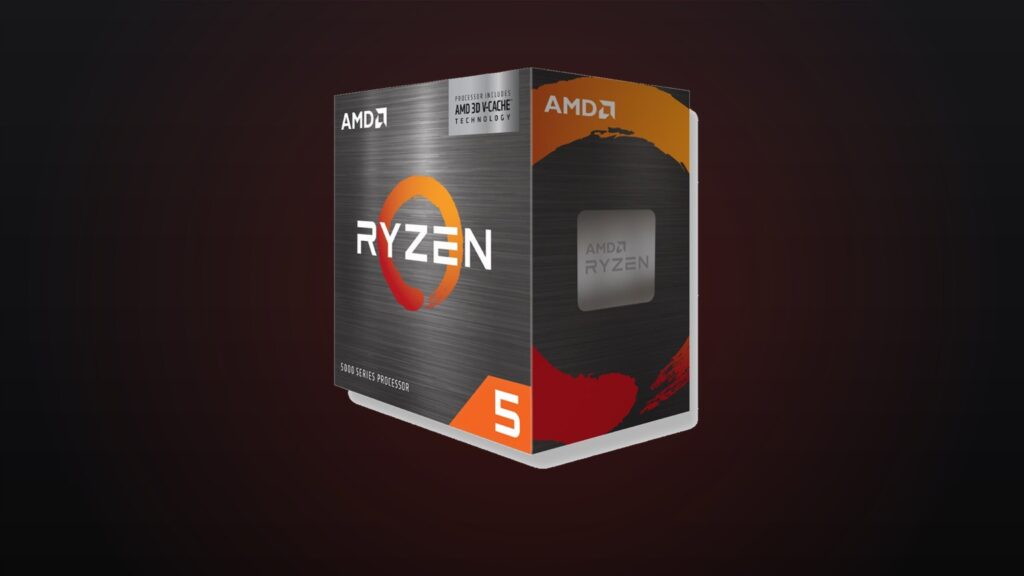 Official AMD render of the Ryzen 5 5500X3D retail box on a dark background