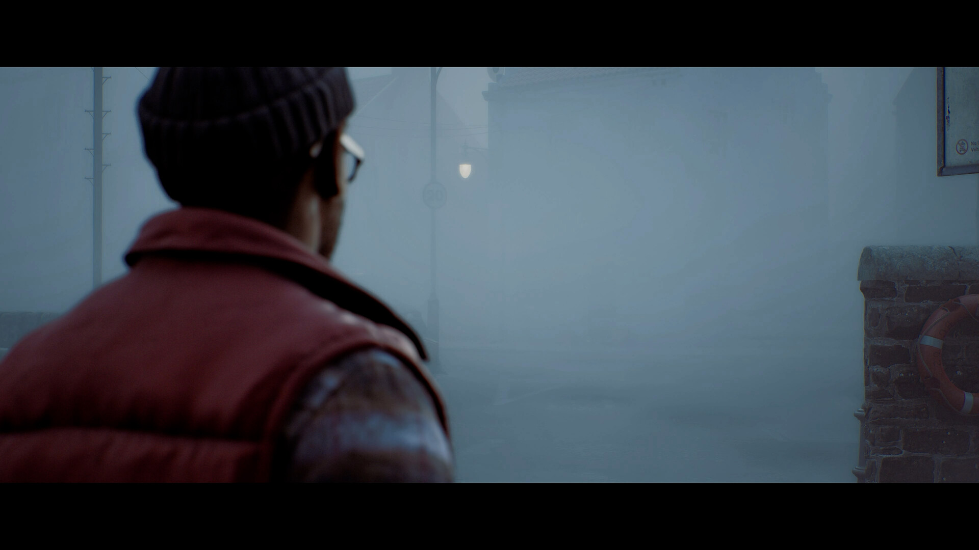 An island, fog and a town whose past goes unmentioned. Screen Burn / Konami