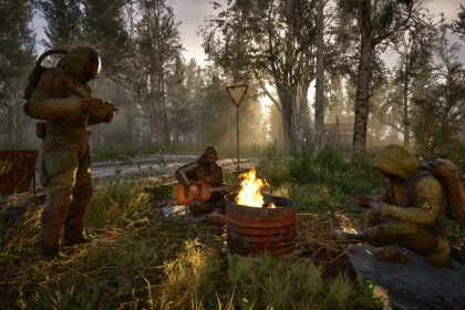 Stalkers around a campfire in S.T.A.L.K.E.R. 2