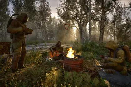 Stalkers around a campfire in S.T.A.L.K.E.R. 2