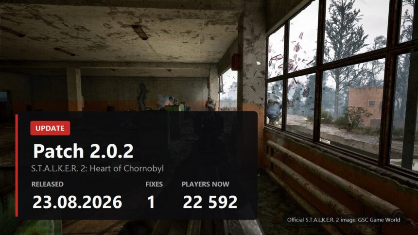 S.T.A.L.K.E.R. 2 patch 2.0.2 cover with release date and player count