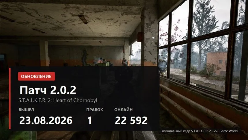 S.T.A.L.K.E.R. 2 patch 2.0.2 cover with release date and player count
