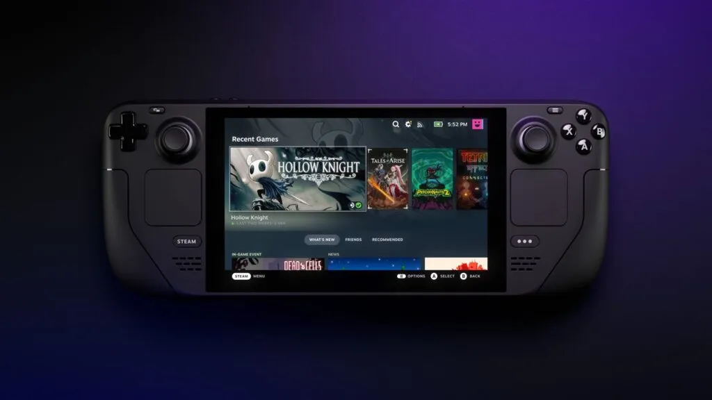 Библиотека Steam на экране Steam Deck OLED