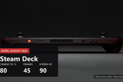 Steam Deck OLED official Valve render with the key setup numbers