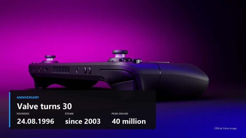 Steam Deck image marking thirty years of Valve