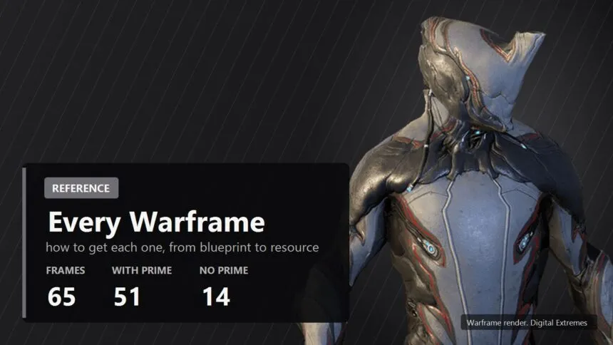 Official Warframe render with a FramesGames caption plate