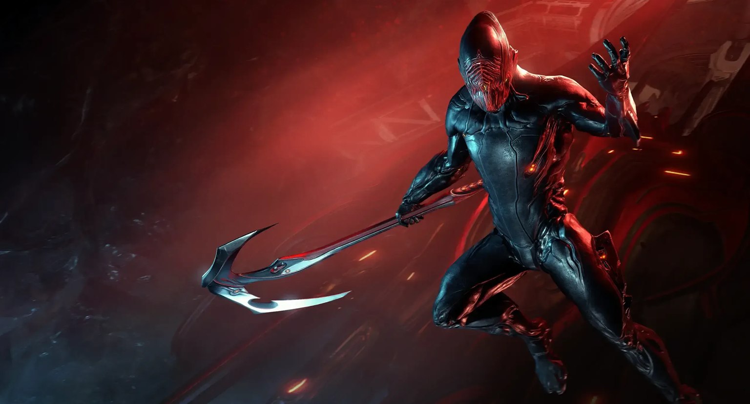 Warframe with a scythe