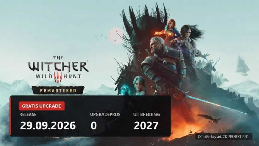 Official key art of The Witcher 3 Wild Hunt Remastered with the 29 September 2026 release date