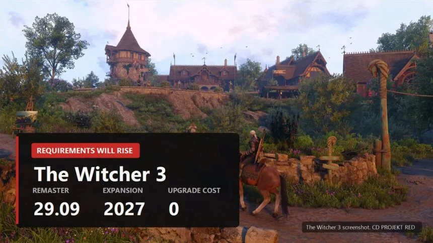 The Witcher 3 Remastered: CDPR names the specs, Windows 11, an SSD and 12 GB minimum