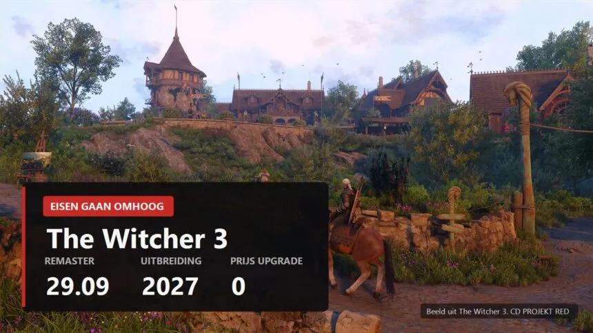 The Witcher 3 Remastered: CDPR noemt de eisen, minimaal Windows 11, een SSD en 12 GB