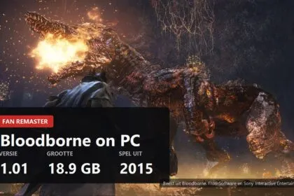 Hunter facing a burning beast in Bloodborne with the mod figures over the frame