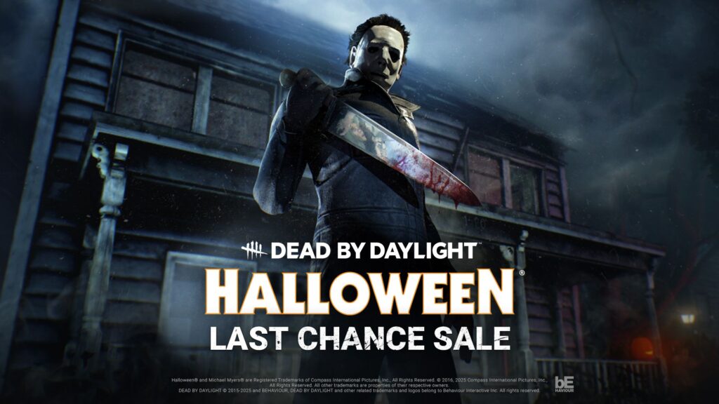 Michael Myers met een mes voor een huis in Dead by Daylight