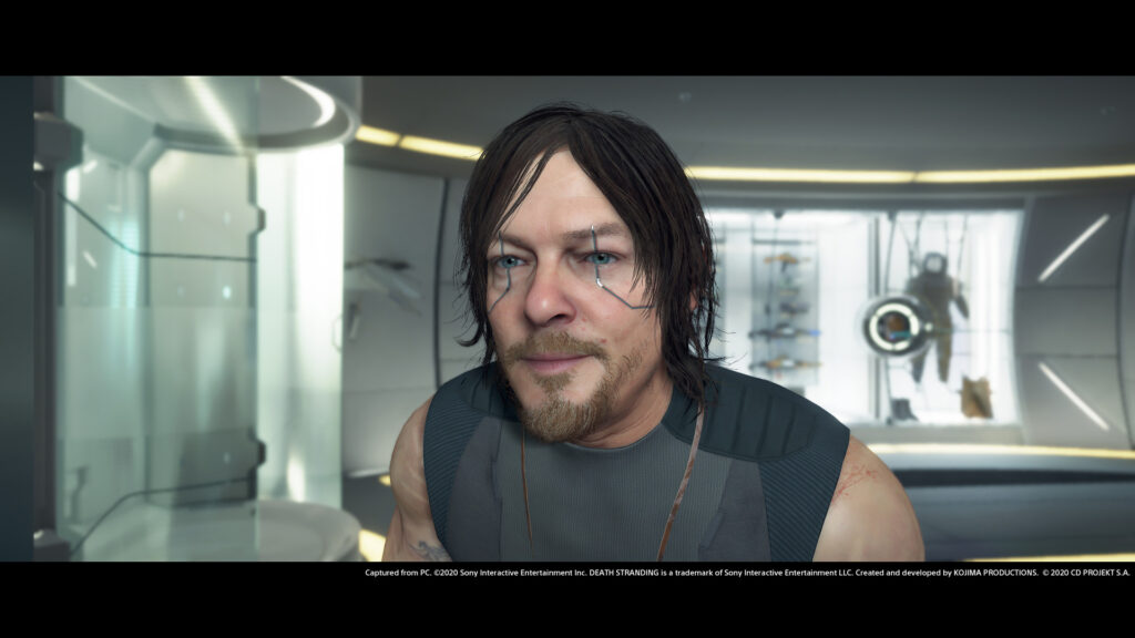 Sam Bridges in zijn verblijf in Death Stranding