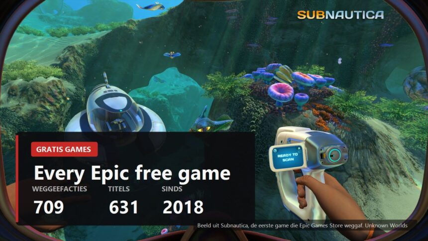 A Subnautica underwater scene with the Epic giveaway totals over it