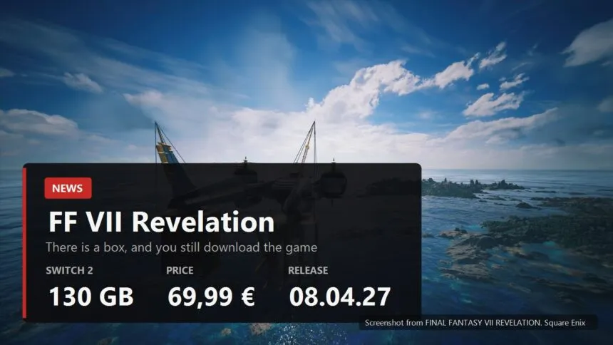The Final Fantasy VII Revelation box needs the internet, and on Switch 2 the card is a key