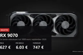 De beste videokaart tot 1000 euro in september 2026: RX 9070 voor 627