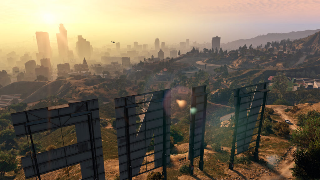 A view of Los Santos from the hills in Grand Theft Auto V