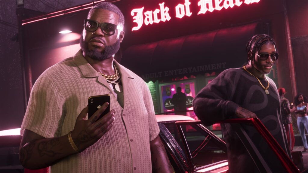 Ночная улица Вайс-Сити в Grand Theft Auto VI
