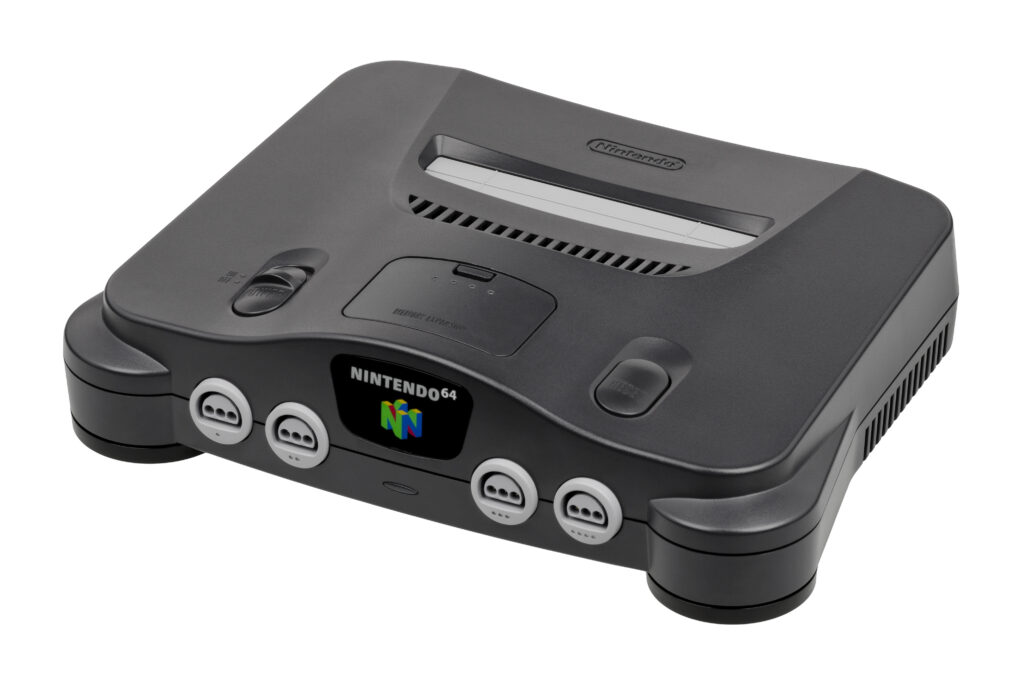 Nintendo 64 console seen from the front