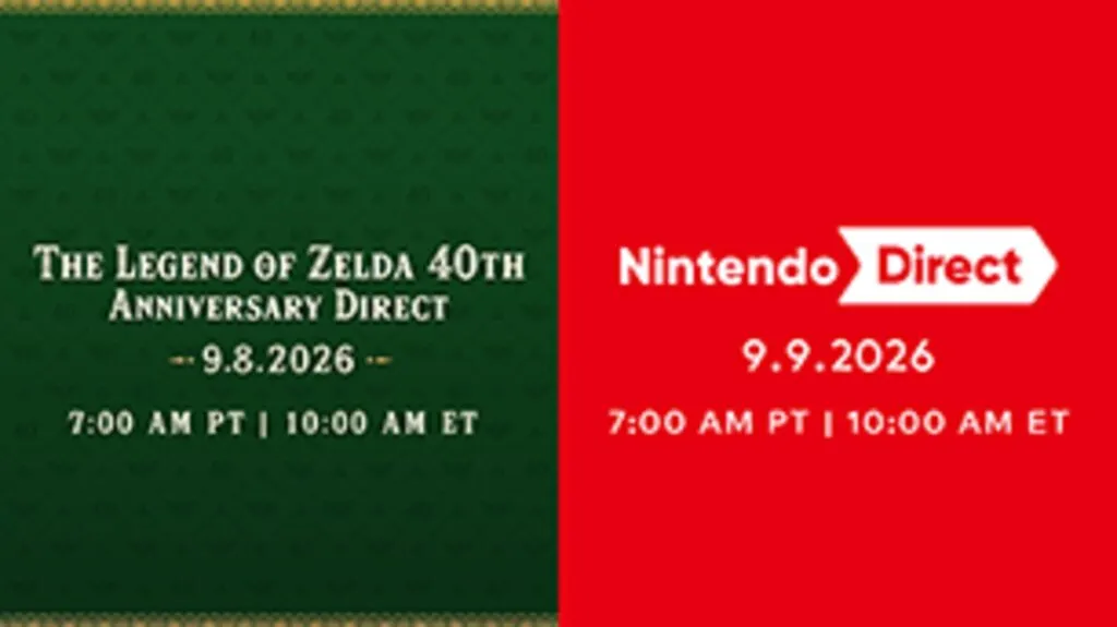 Official announcement of two Nintendo Directs on 8 and 9 September 2026