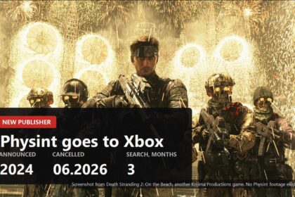 A Death Stranding 2 squad under fireworks with the Physint dates over the frame