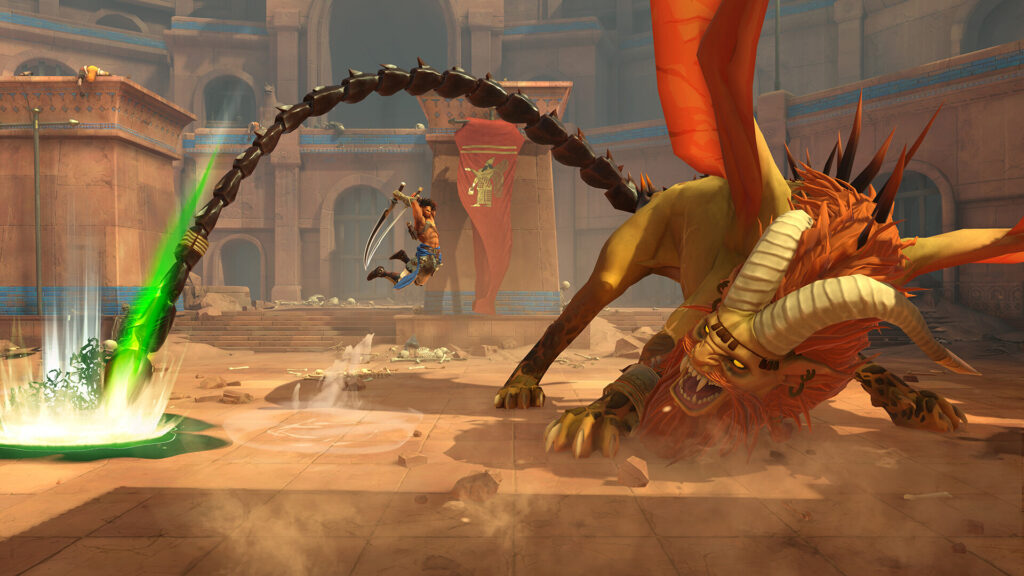A fight with a winged creature in Prince of Persia: The Lost Crown