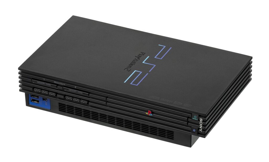 Sony PlayStation 2 console seen from the front