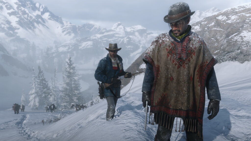 Герои в снегах, кадр из Red Dead Redemption 2