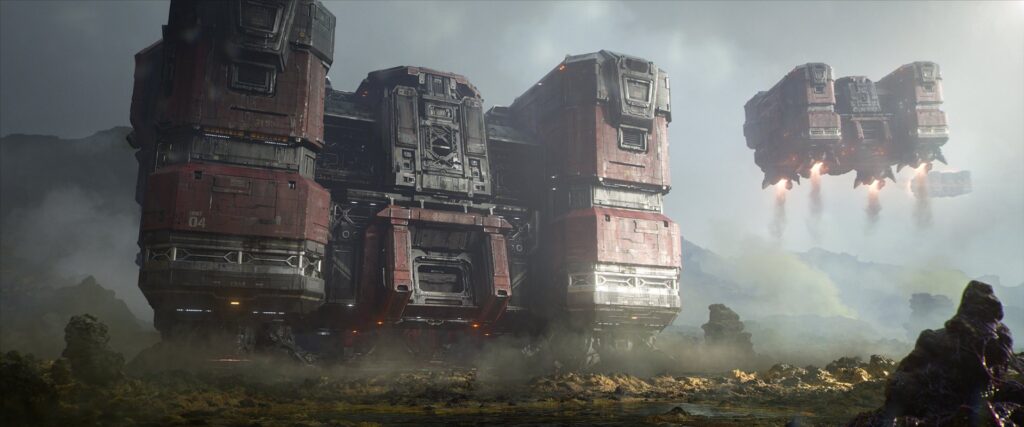 Dominion base and dropships in the new StarCraft