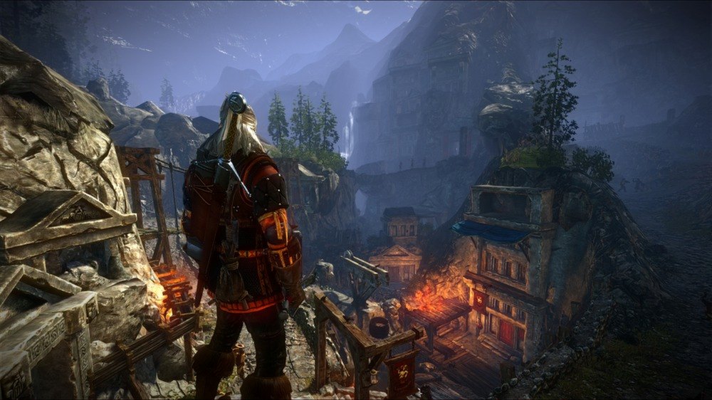 Geralt above Flotsam in The Witcher 2