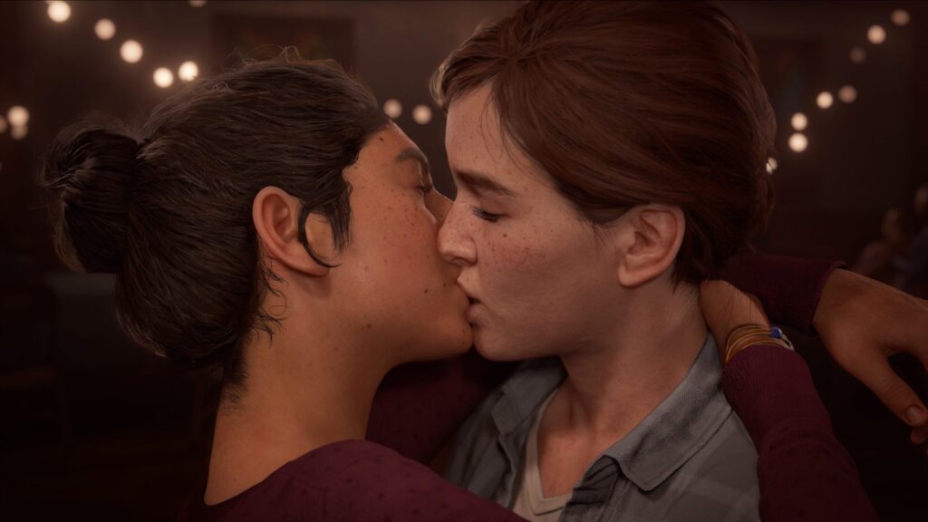 Ellie and Dina kissing