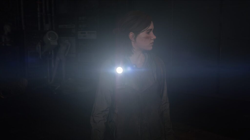 A flashlight in the dark
