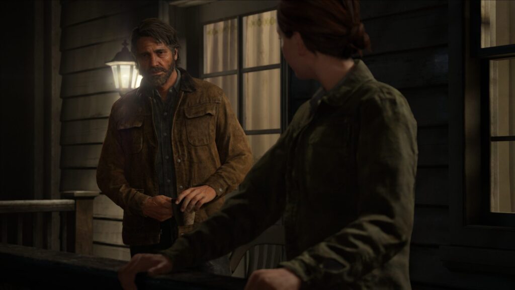Joel and Ellie on the porch