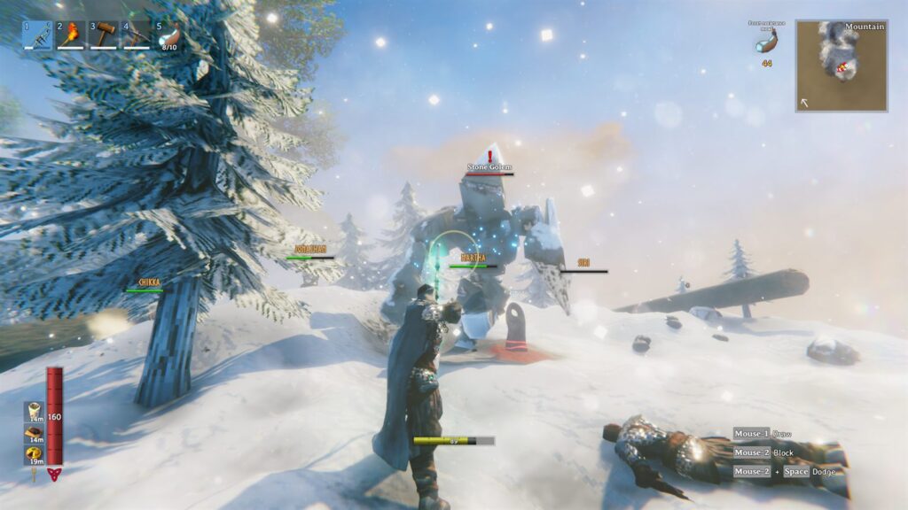 A dark forest and a campfire in Valheim