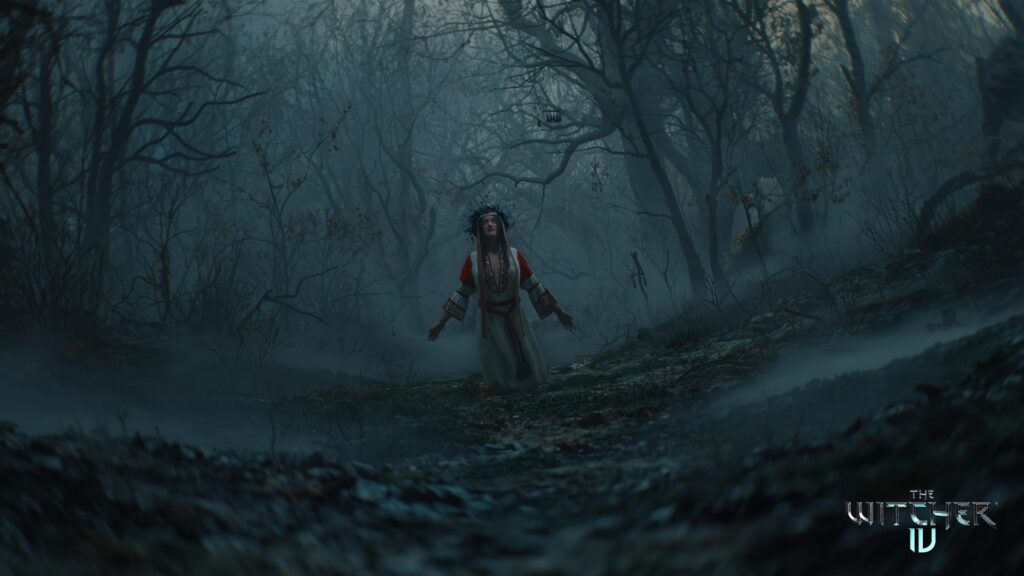 The Witcher IV woman in a foggy forest